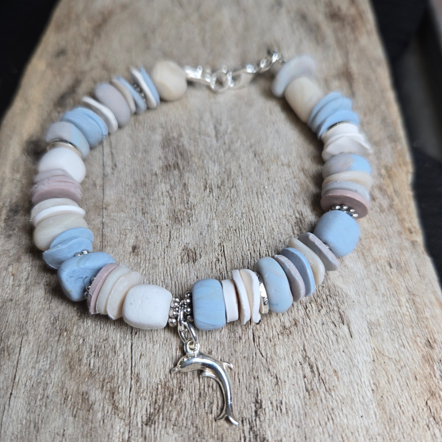 coastal charm bracelet handmade polymer clay beads