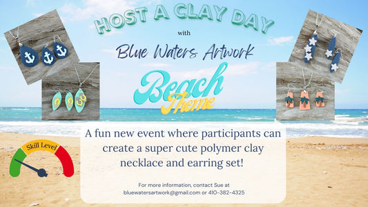 Have a Clay Day (or night) Party and create your own Summer Time themed Necklace and Earring set!