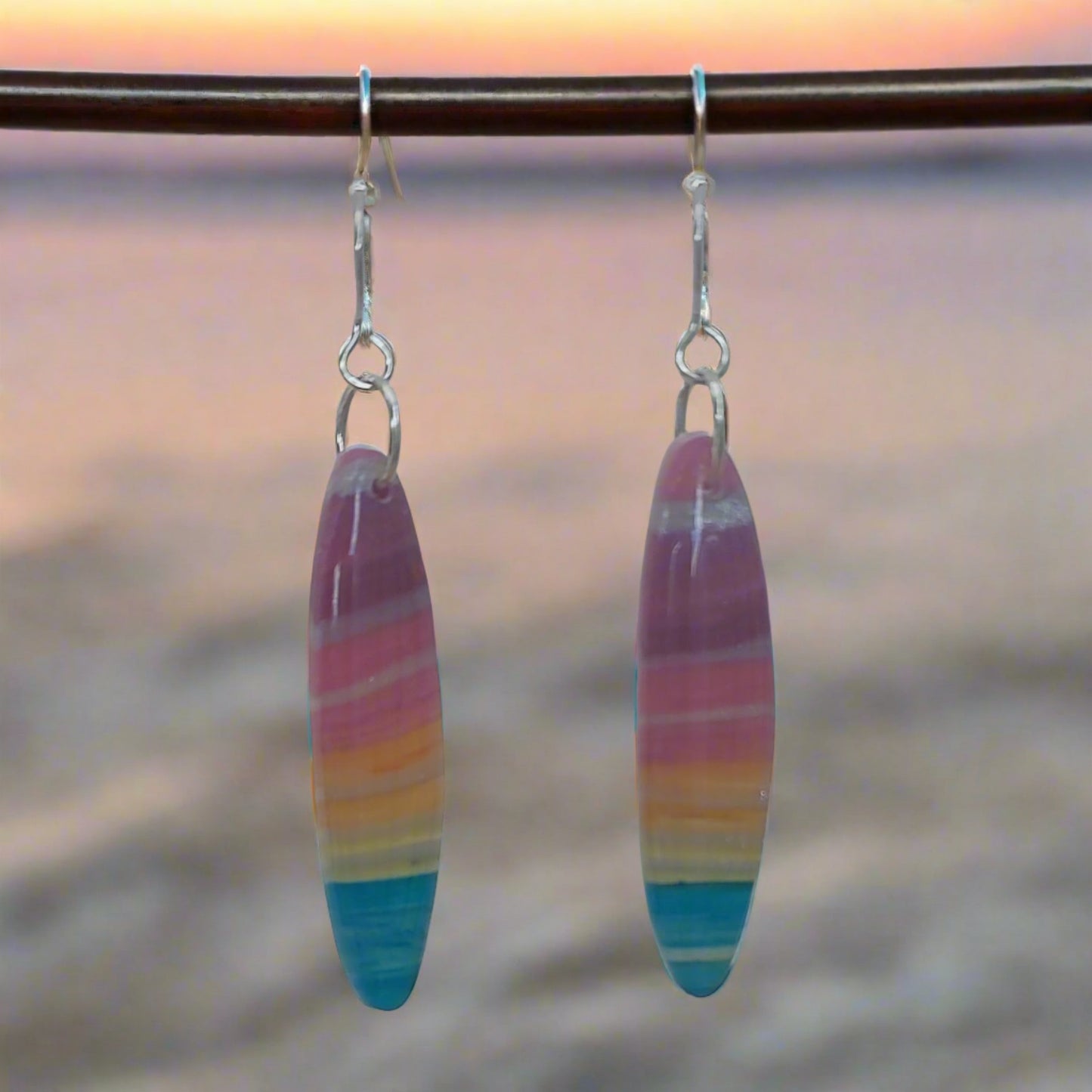 rainbow sunset earrings oval