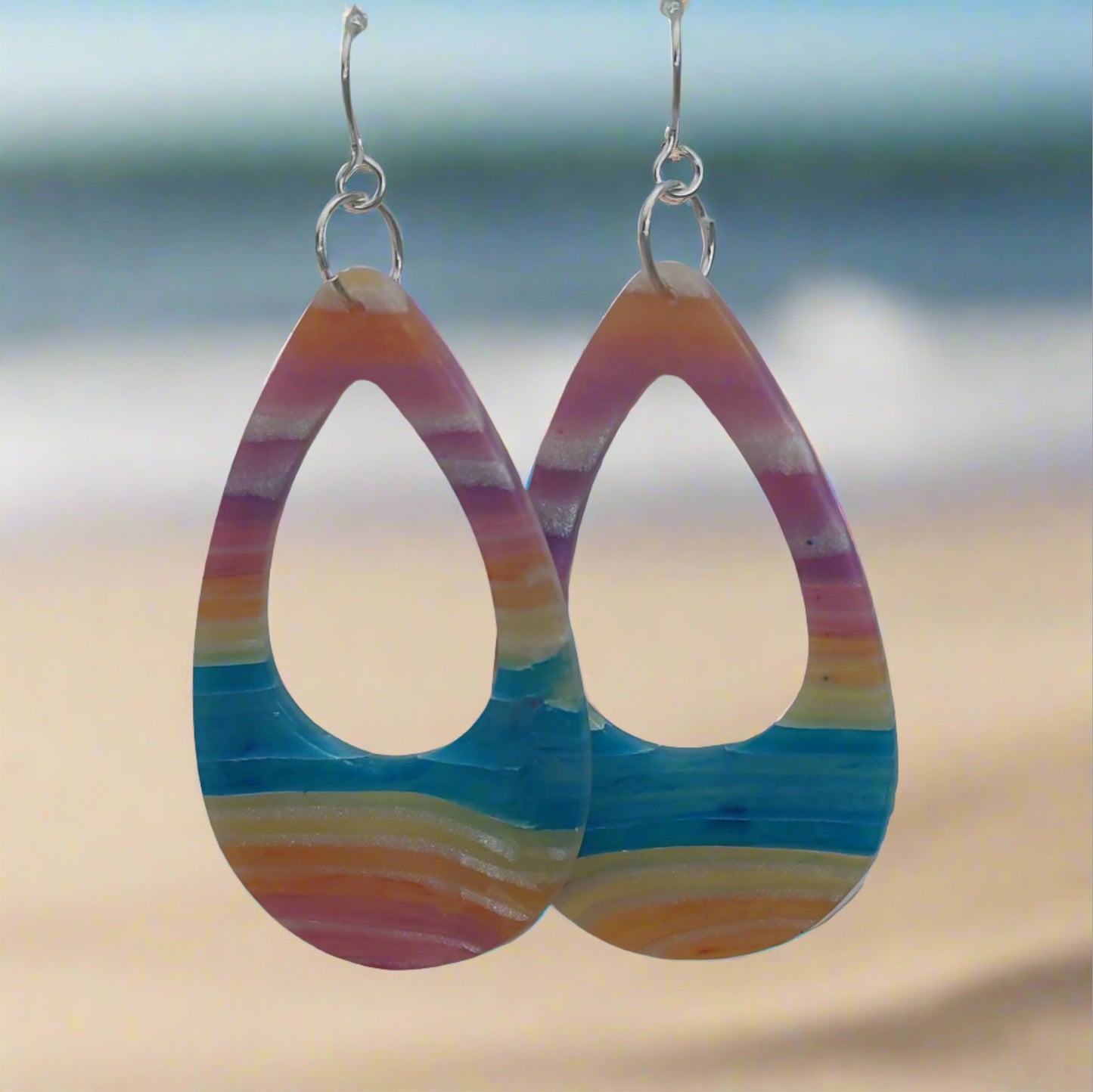 Rainbow / Sunset inspired hoop earrings