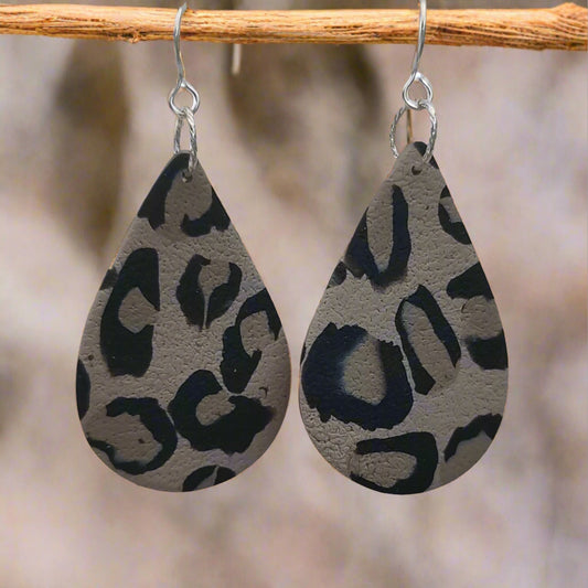 large and lightweight leopard print earrings