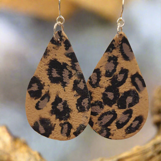 extra large leopard print earrings