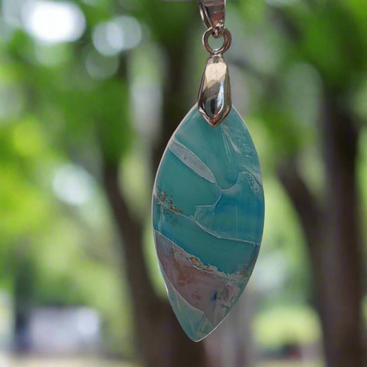 Blue, Pink, and White Oval Shaped Pendant