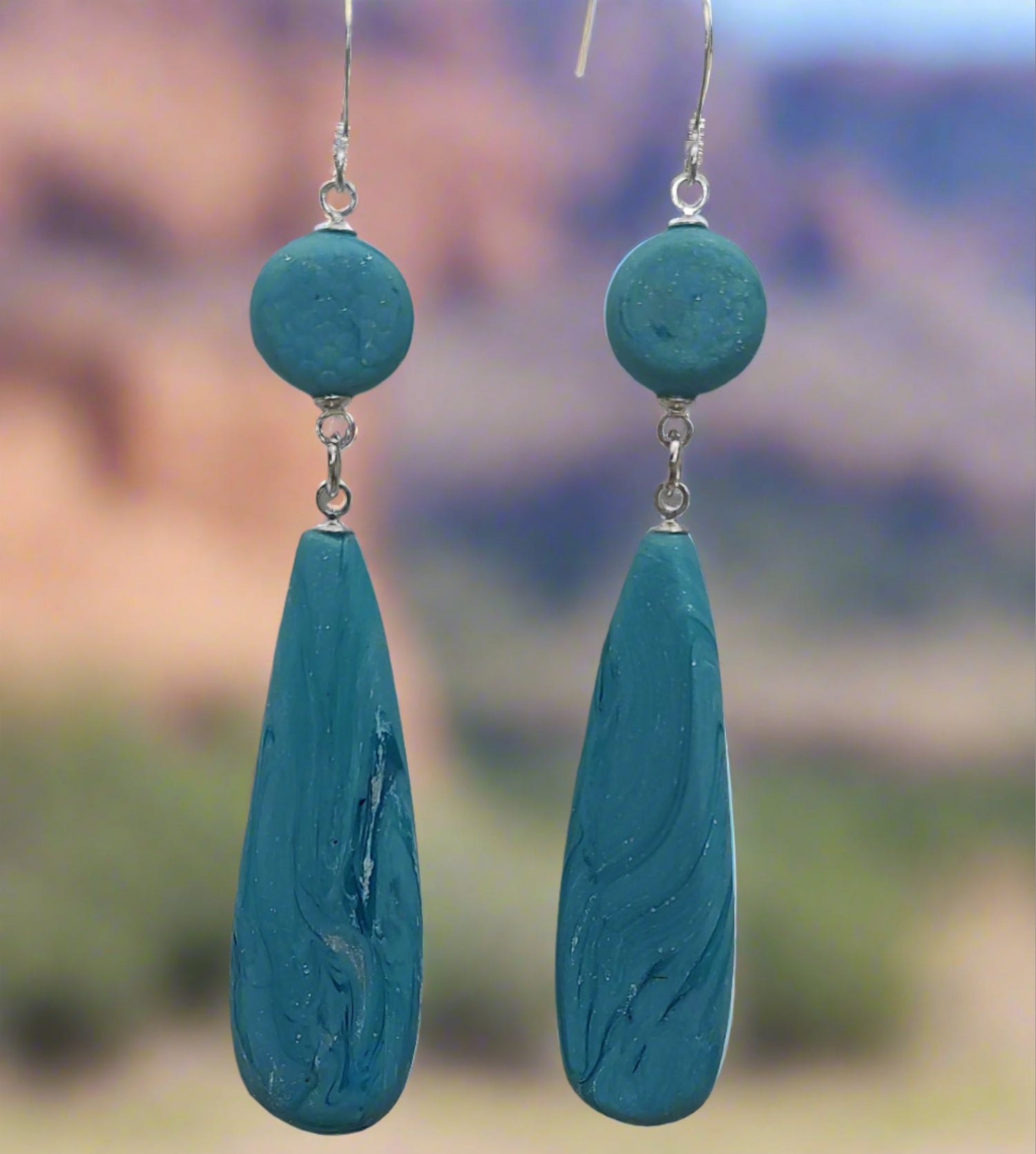 long dangle blue earrings