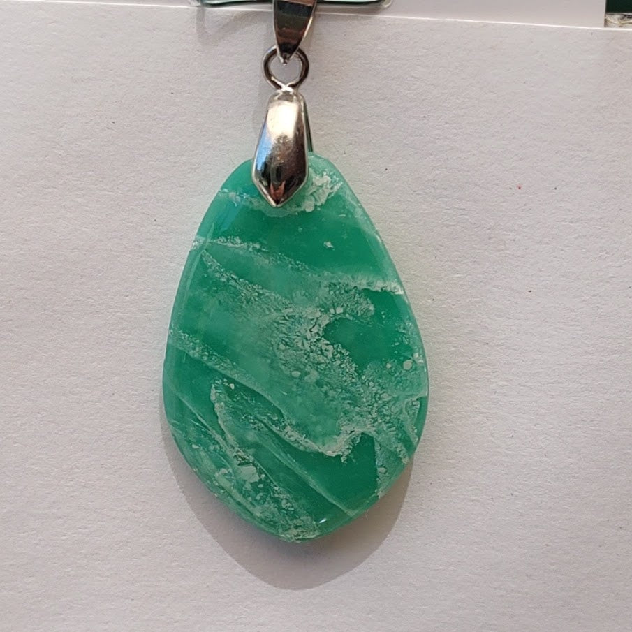 Dawki River Collection:  Sea Foam Green and White Polymer Clay Pendant