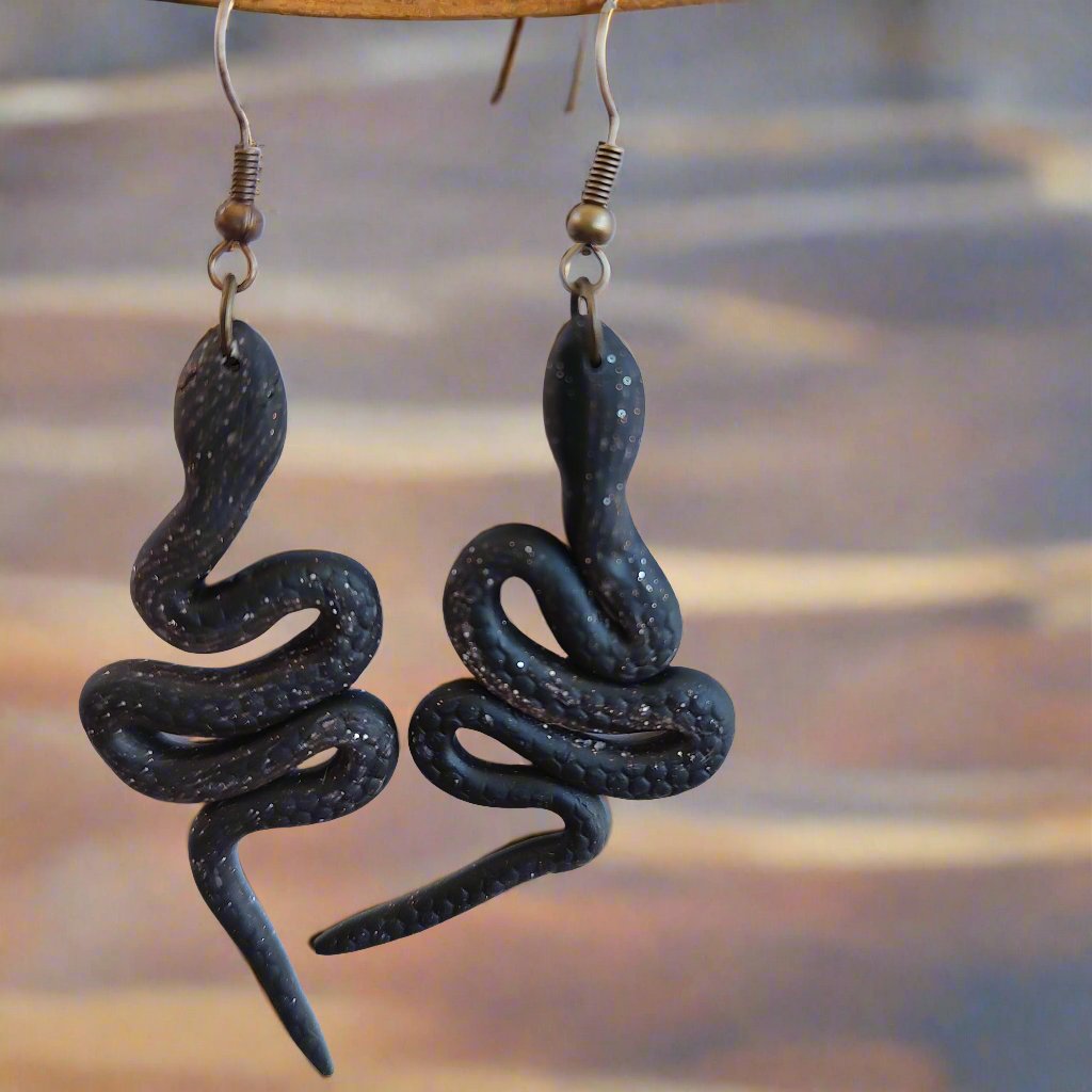 black snake earrings