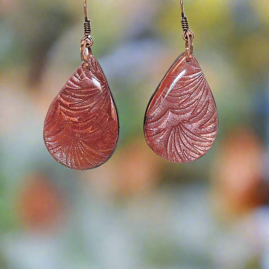 polymer clay earrings metallic rose gold