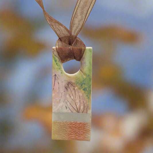 fall leaf necklace on ribbon