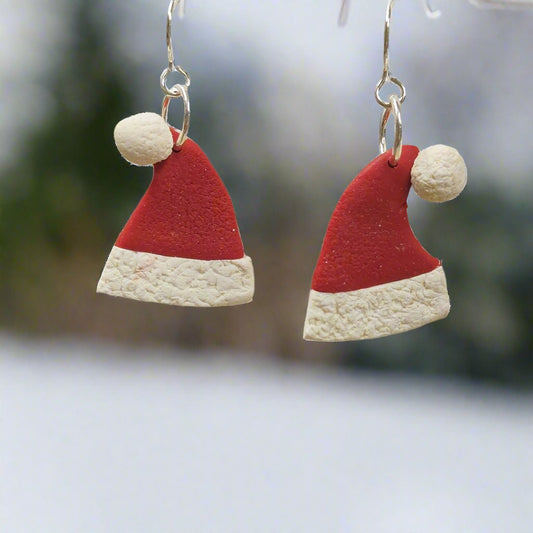 santa hat earrings