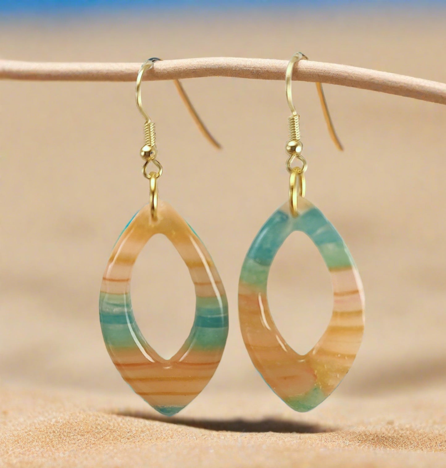 Tolchester Beach Collection - Statement Earrings Corals, Blues and Gold