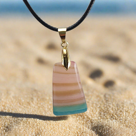 Tolchester Beach Collection - Trapezoid Pendant Corals, Blues and Gold