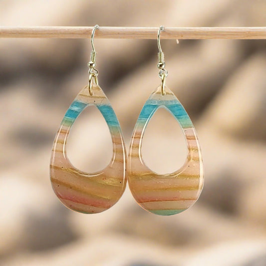 Tolchester Beach Collection - Hoop Earrings Corals, Blues and Gold