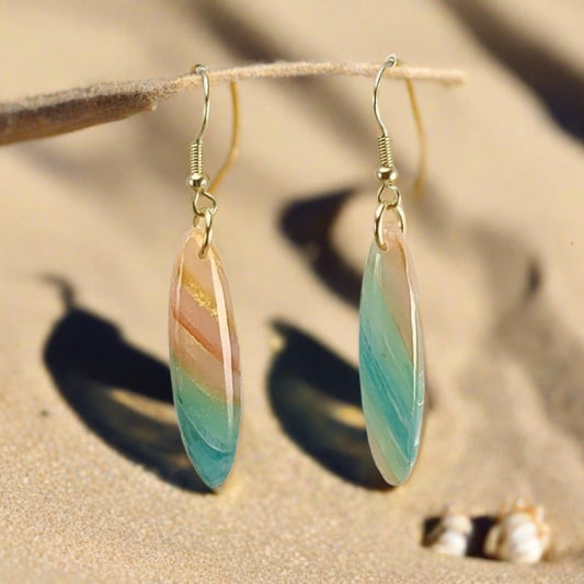 Tolchester Beach Collection - Earrings Corals, Blues and Gold