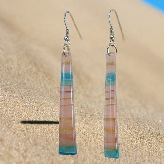 Tolchester Beach Collection - Statement Earrings Corals, Blues and Gold