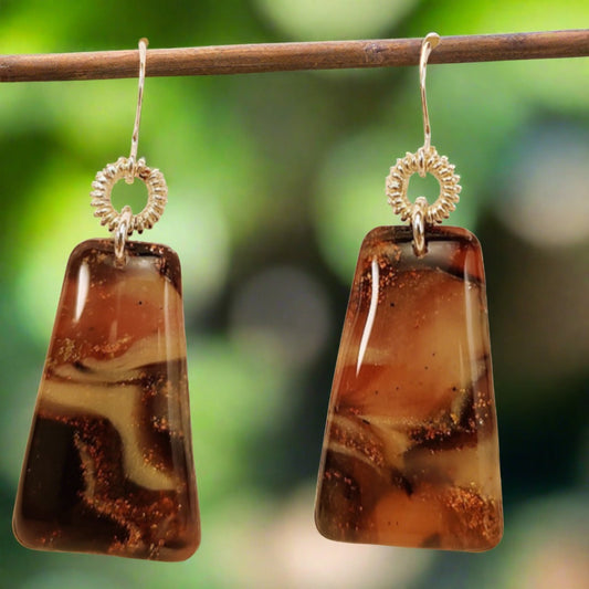 Faux Bronzite Trapezoid Earrings Boho