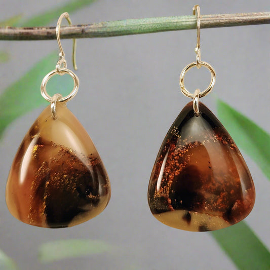 Faux Bronzite Guitar Pic Earrings