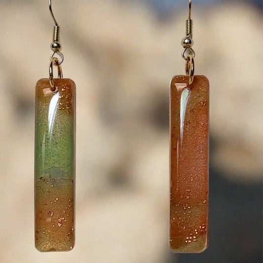 Cooper patina looking earrings Long and thin