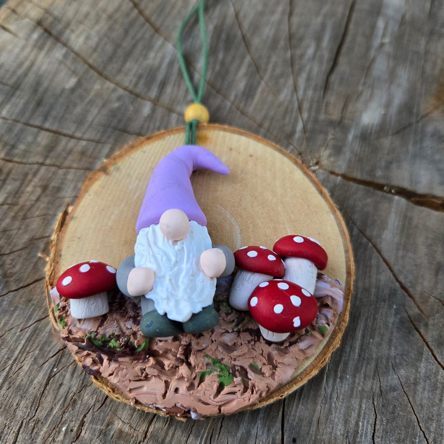 Gnome in a mushroom field ornament