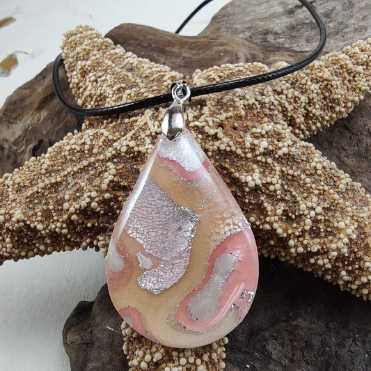 Pink Coral Large Tear DropPendant