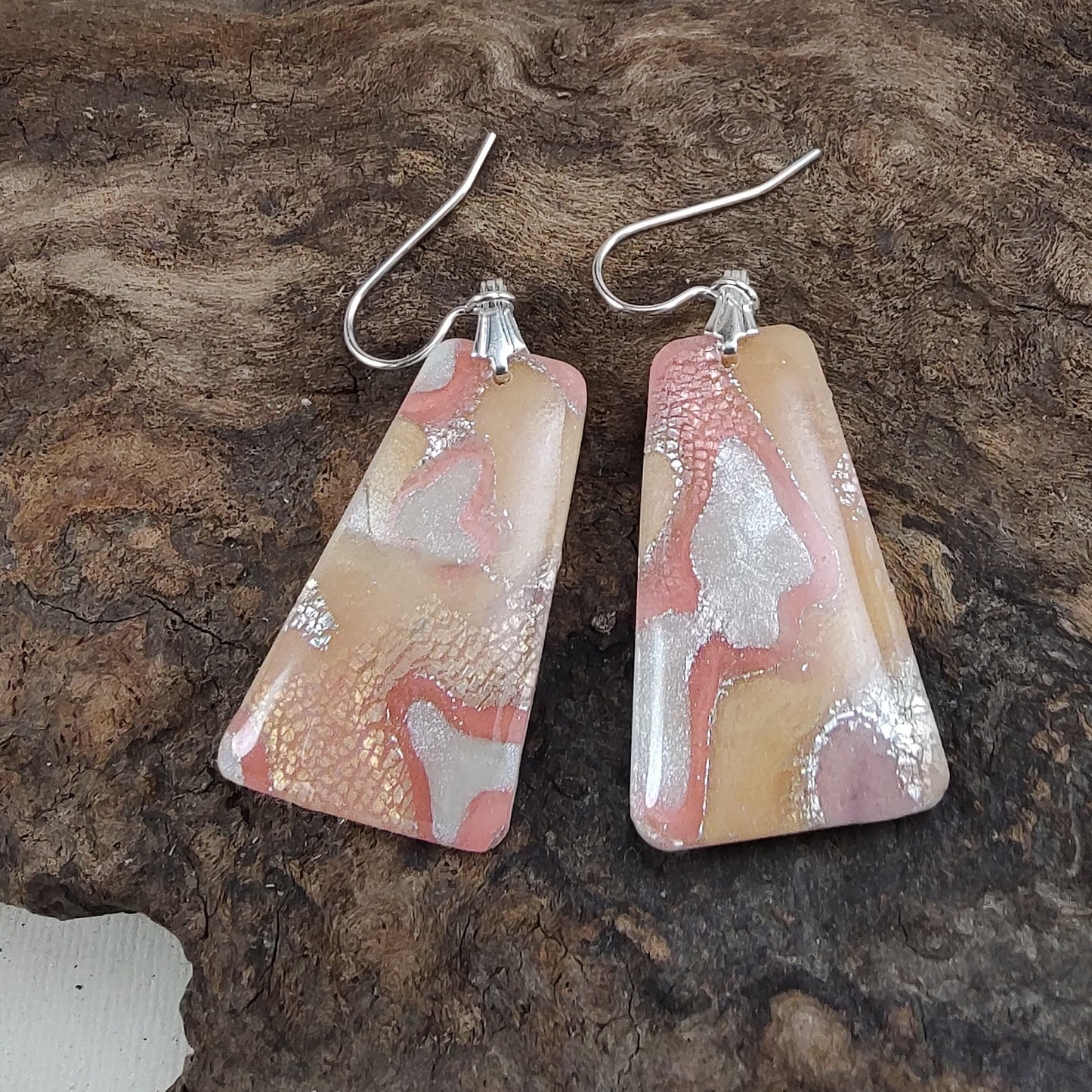 Pink Coral Trapezoid Earrings