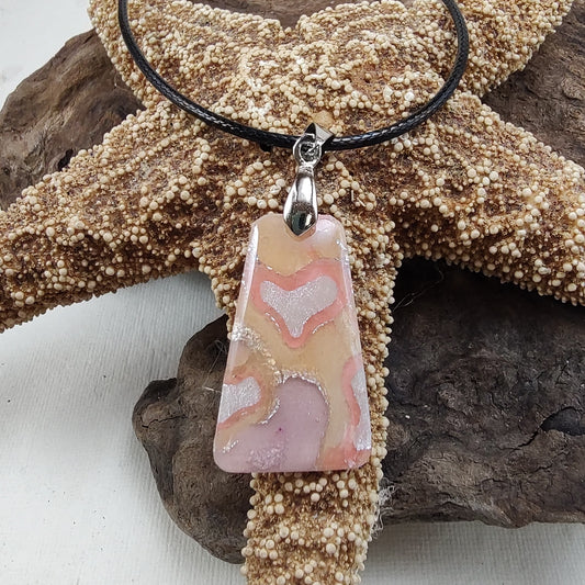 Pink Coral Trapezoid Pendant