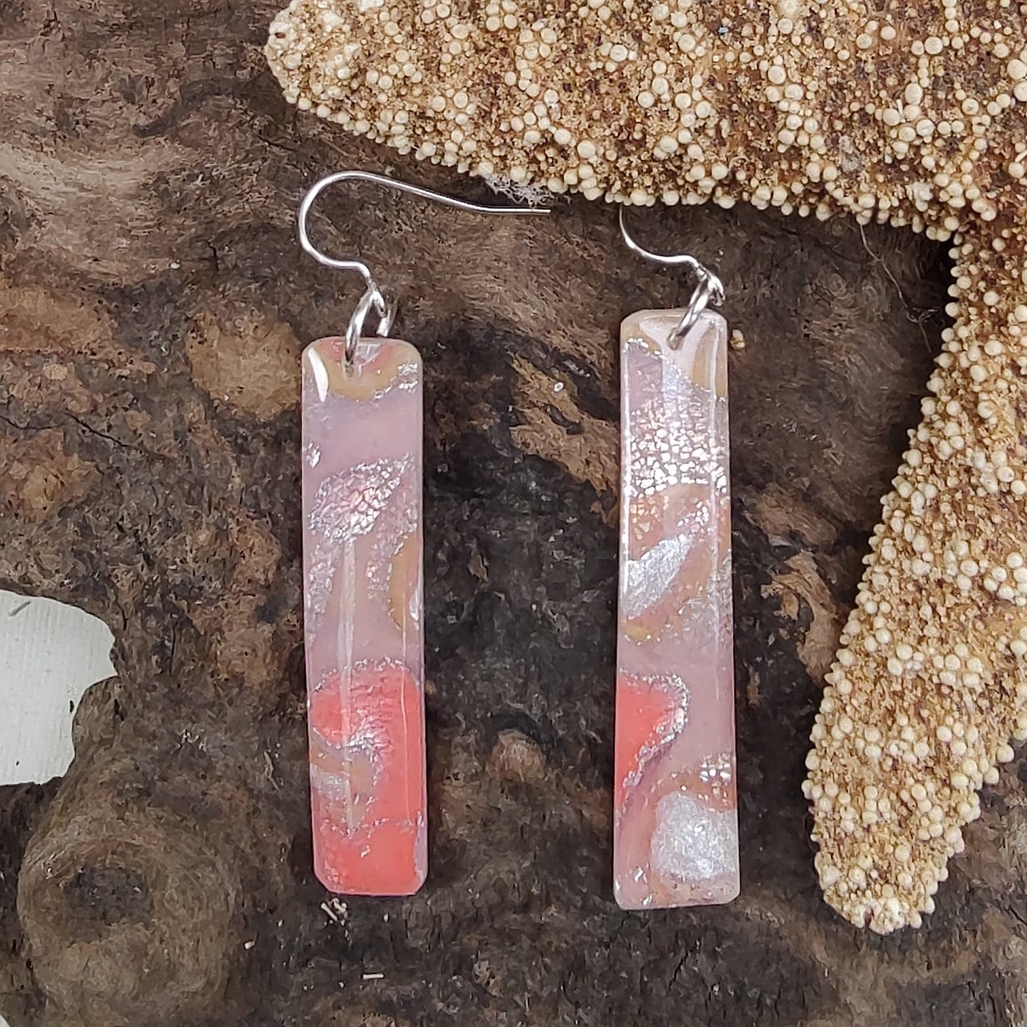 Pink Coral Long and Elegant Earrings