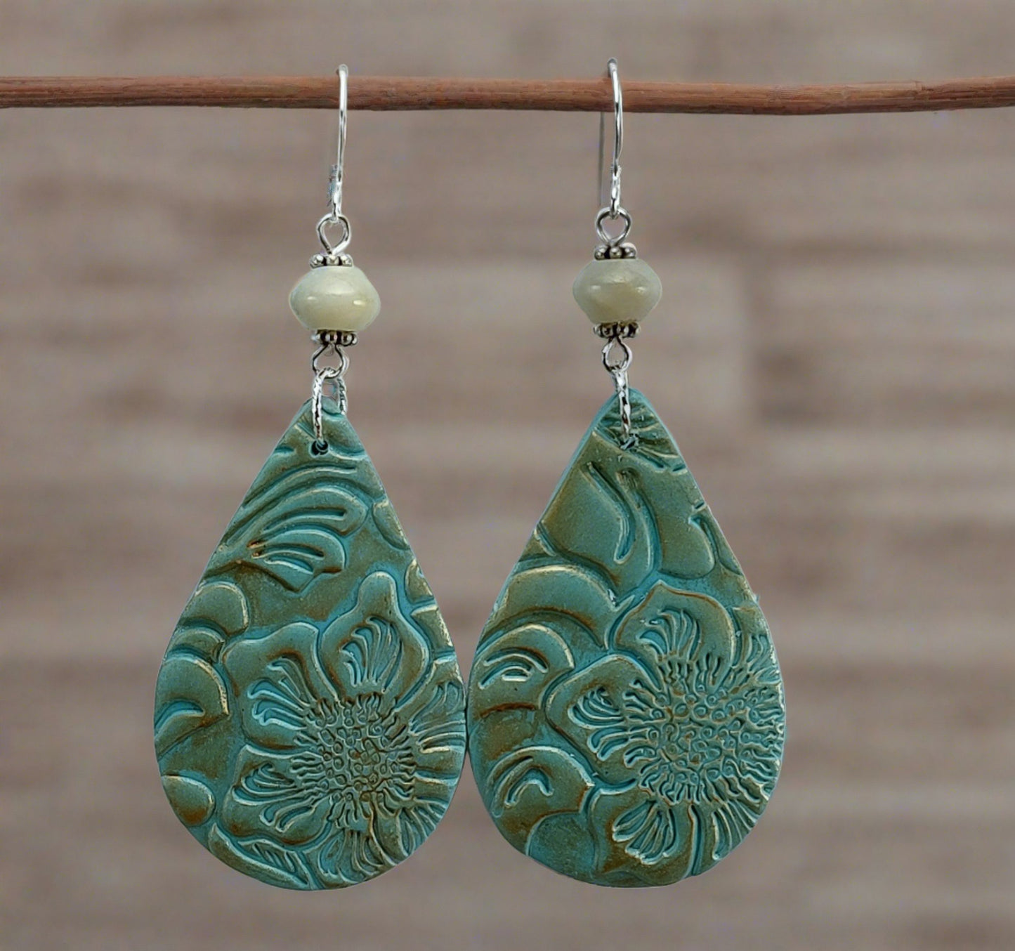 She's Gone Country - Large Tear Drop earrings w/ amazonite beads