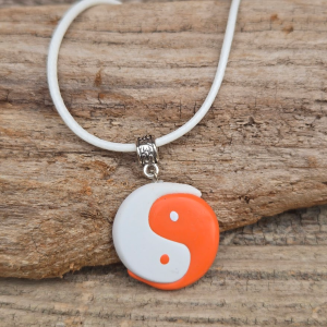 Yin Yang Orange and White necklace