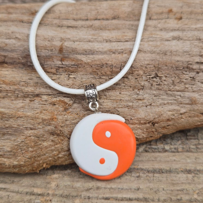 Yin Yang Orange and White necklace
