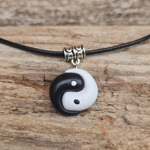 Yin Yang black white necklace