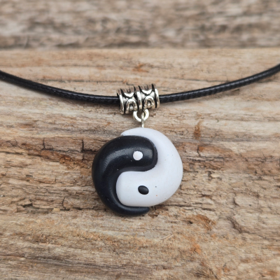 Yin Yang black white necklace